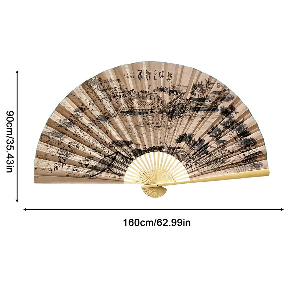 Riesiger Wandventilator Faltbarer Bambusfächer Groß Groß Hand Klassischer Wandmontage-Ventilator Wohnzimmer-Dekoration Pflaumenfächer Chinesische Dekoration