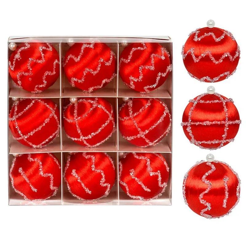 9pcs/set Christmas Silky Ball 8cm Christmas Tree Pendant Christmas Tree Decoration