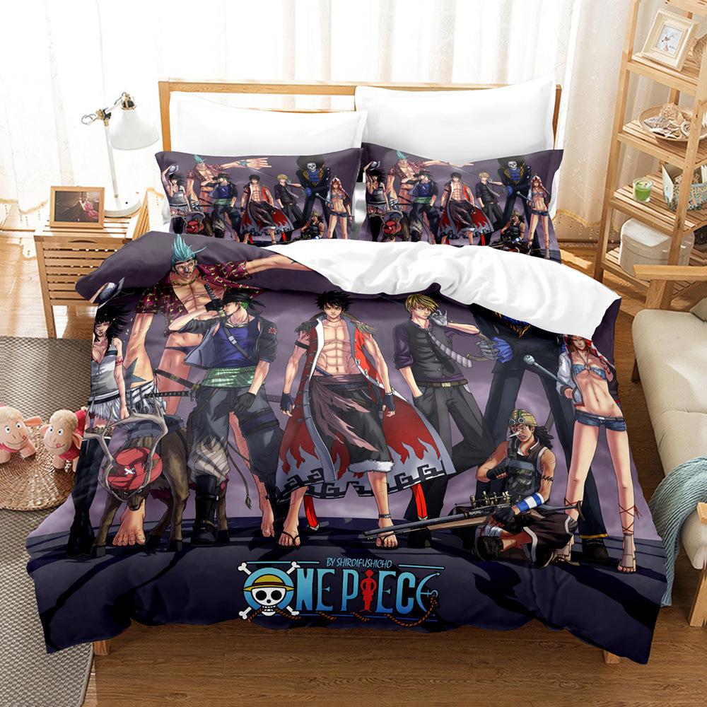 One Piece Series Quilt Cover Pillowcase, Home Textile 3D Digital Printing Three-Piece Set