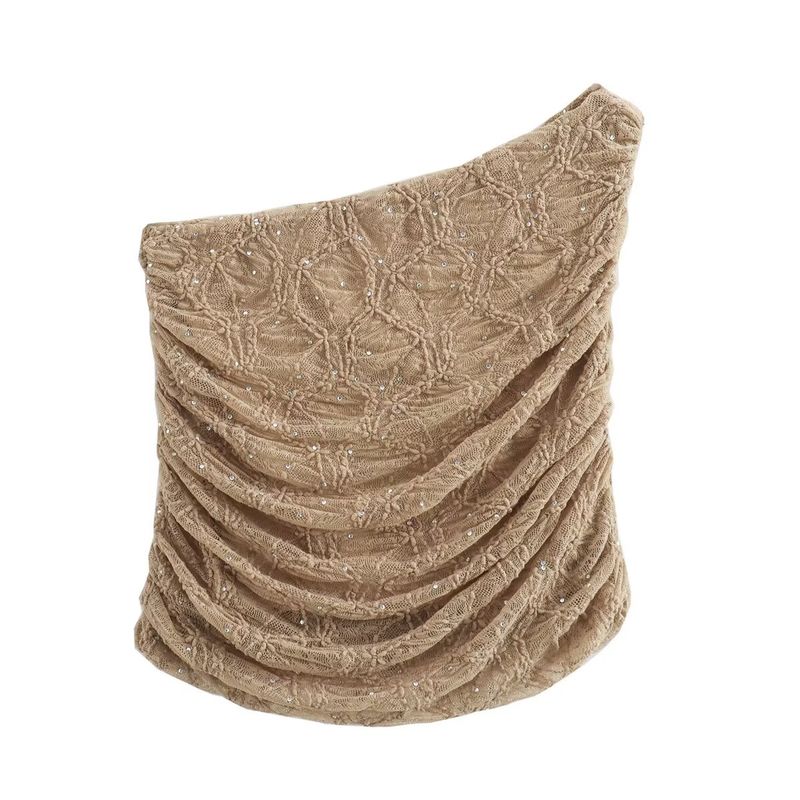 

Kaslead New Arrival Women s Clothing Fashion Style Fashion Shiny Ornament Lace Oblique Shoulder Tops Silm Skirt Suit Tops L