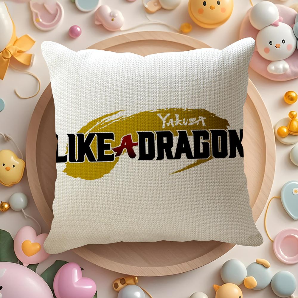 Y-Yakuza Like A Dragon Kissenbezug Natürlicher Leinen Bio-Stoff Zweiseitiger Druck Sofa Heimdekoration Geschenk Kissenbezug