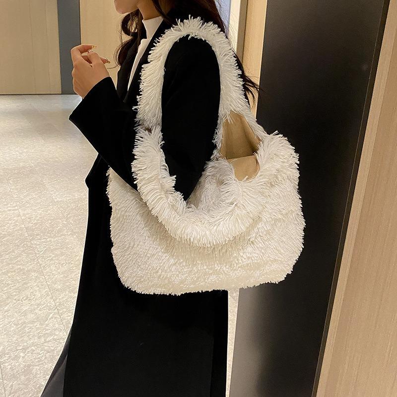 Plush Bag Girl Solid Color Portable Underarm Bag Autumn New Popular Fashion Versatile Women's Bag