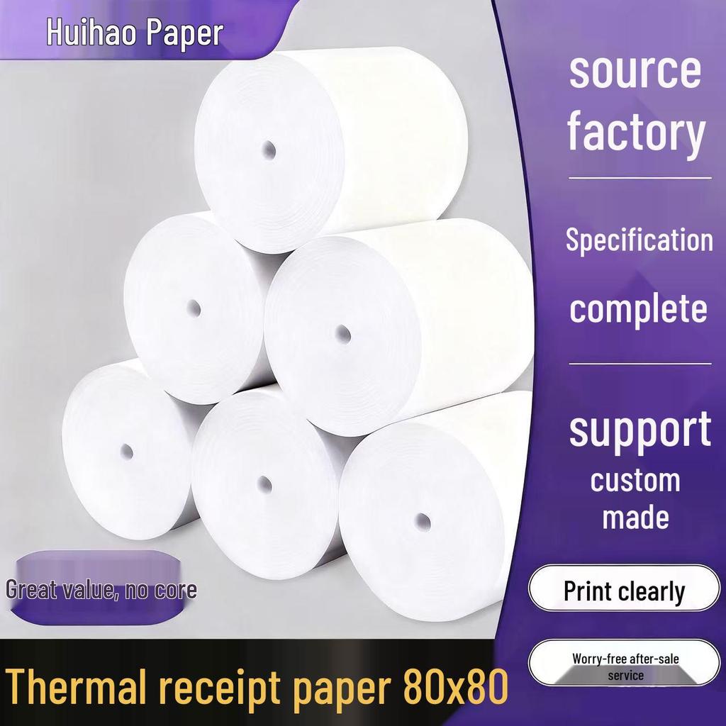 80mm Coreless Thermal Receipt Paper for Kitchens, Restaurants, Hotels, and Supermarkets