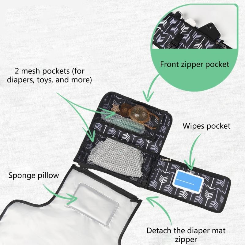 Multifunctional Baby Travel Changing Mat Foldable Waterproof Diaper Pad Nursing Mattress Crib Bag Bedding Essential