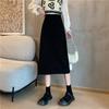 2024 Women's High Waist Midi A-line Skirt: Petite, Slimming, Black for Spring/Autumn