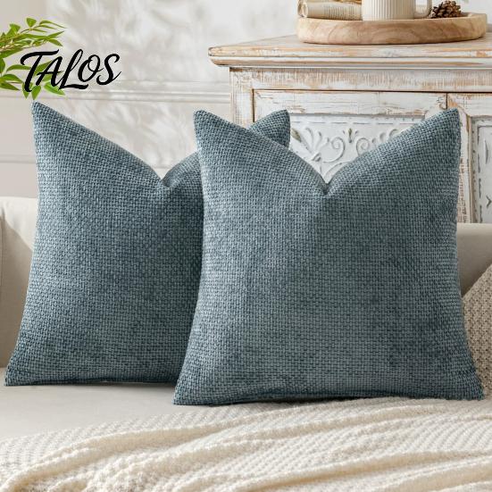 Textured Fabric Throw Covers Weave Texture Cushion Case, Chenille Pillow Cover, Solid Color Cover Elegant Bedroom Shams with Zipper for Living