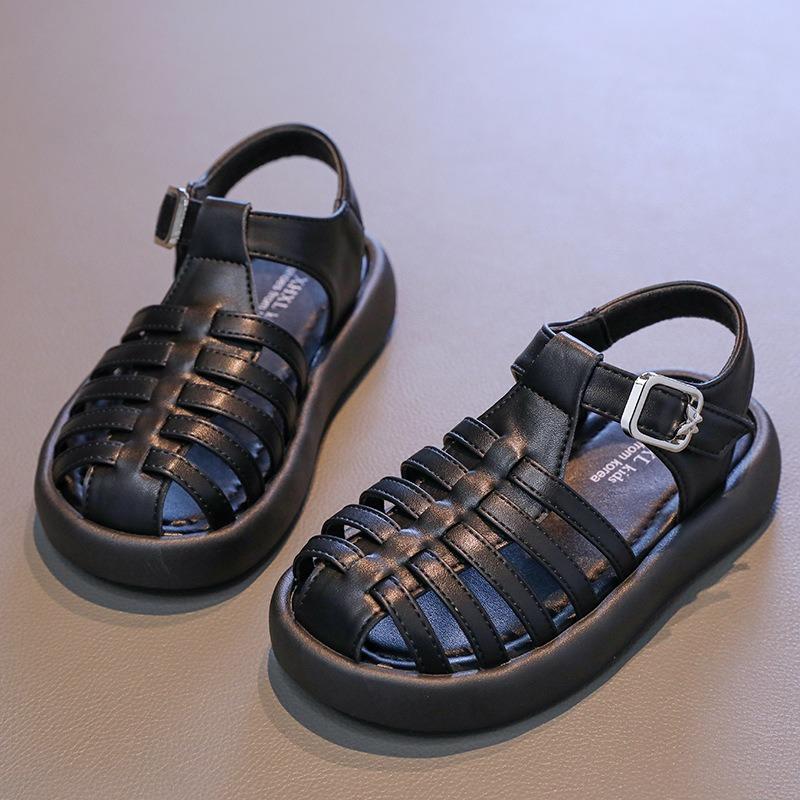 Kinderschuhe, Mädchen-Prinzessinnen-Sandalen, koreanischer Stil, geschlossene Zehenpartie, weiche Sohle, römische Strandschuhe für kleine Mädchen, rutschfeste Sportsandalen.