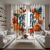 2pcs HD Hello Autumn pumpkin Maple Leaf surround decorative curtain Yellow tie digital printed curtain Home Decoration style