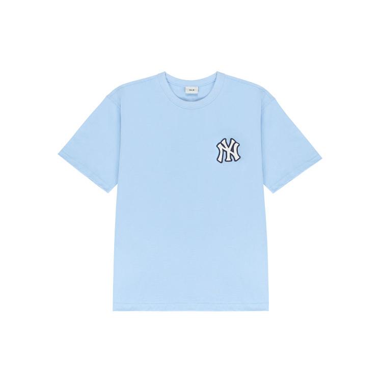 MLB Old Flower T Shirts Unisex Blue Crew Neck Moderate Straight Fit 3ATSM2023-50BLL