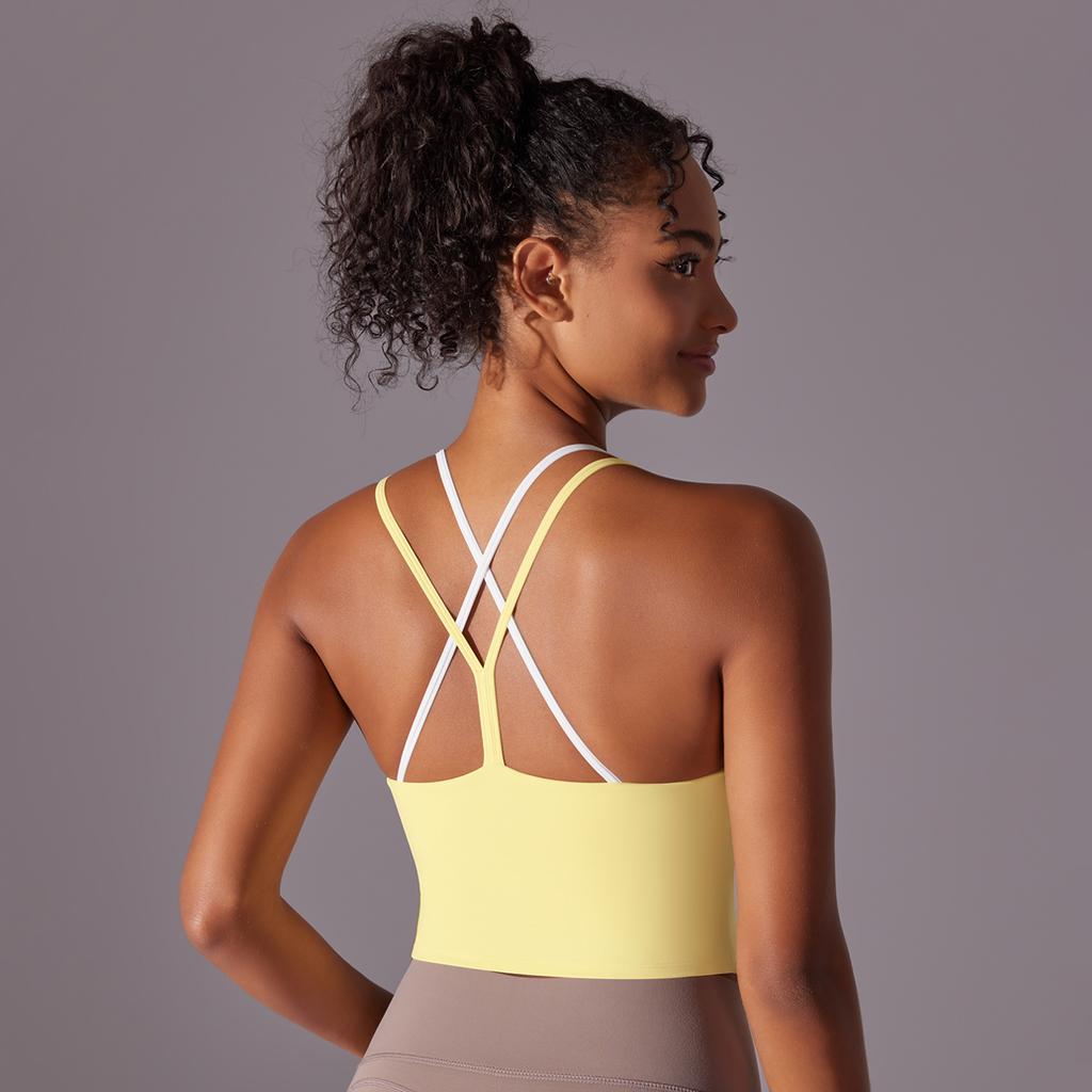 Auroth Back Cross Sports Vest Women Yoga Sports Bra Candy Color Fitness Top