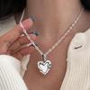 Korean S925 Sterling Silver Heart-Textured Pig Nose Chain Necklace for Women – Niche, Versatile High-End Clavicle Design