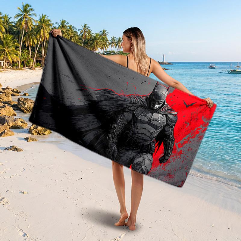 Batman Printed Swim Towel, Portable Water Absorbent Towel for Beach Camping Daily Bathroom Use