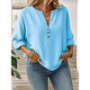 New Women's Casual Long-sleeved V-neck Door Barrel Regular Clean Multi-color Top T-shirt