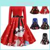 Elegantes Damen Langarm Weihnachts-Kostümkleid im Vintage-Nikolaus-Stil