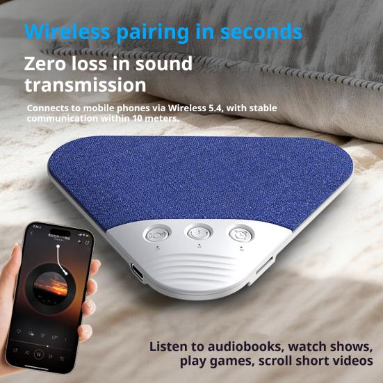Reproduktor do polštáře s bílým šumem, dobíjecí, pod polštář, s časovačem, USB, pro spánek, bezdrátová, soukromá sluchátka pro spánek