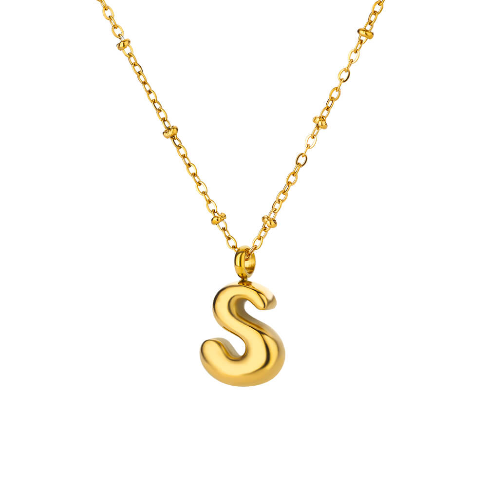 Chunky Initial Letter Stainless Steel Necklaces For Women Gold Color A-Z Letter Necklace Wedding  Fashion Party Jewelry Gift Bff