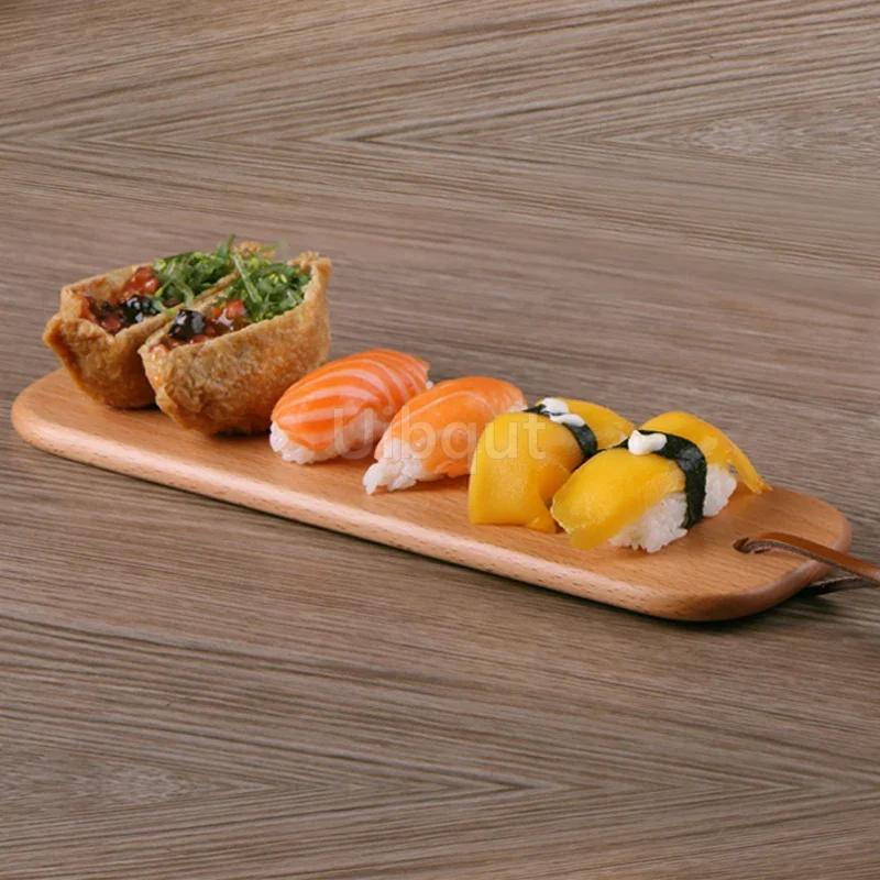 Piatto rettangolare a ventaglio per sushi Contenitore per sashimi Tavola di bambù Stoviglie giapponesi in bambù Tavola di legno per sushi