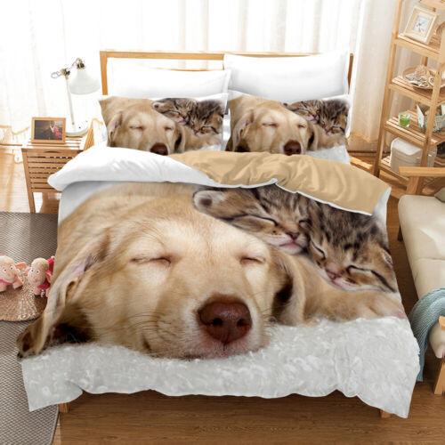 Dogs Quilt/Doona/Duvet Cover Set Single/Double/King Size Bed Pillow Cases