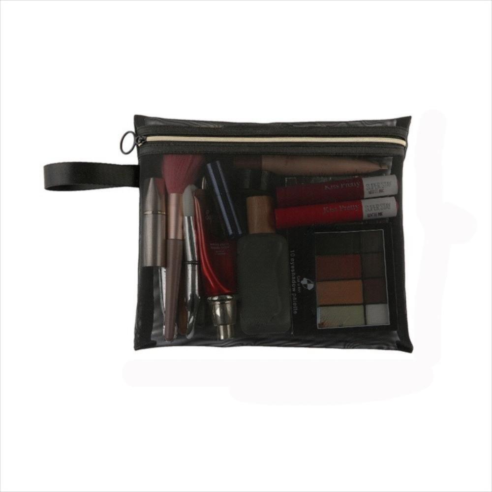 Durable Mesh Cosmetic Bag Black Translucent Lipstick Key Storage Pouch Portable Zipper Travel Toiletry Bag