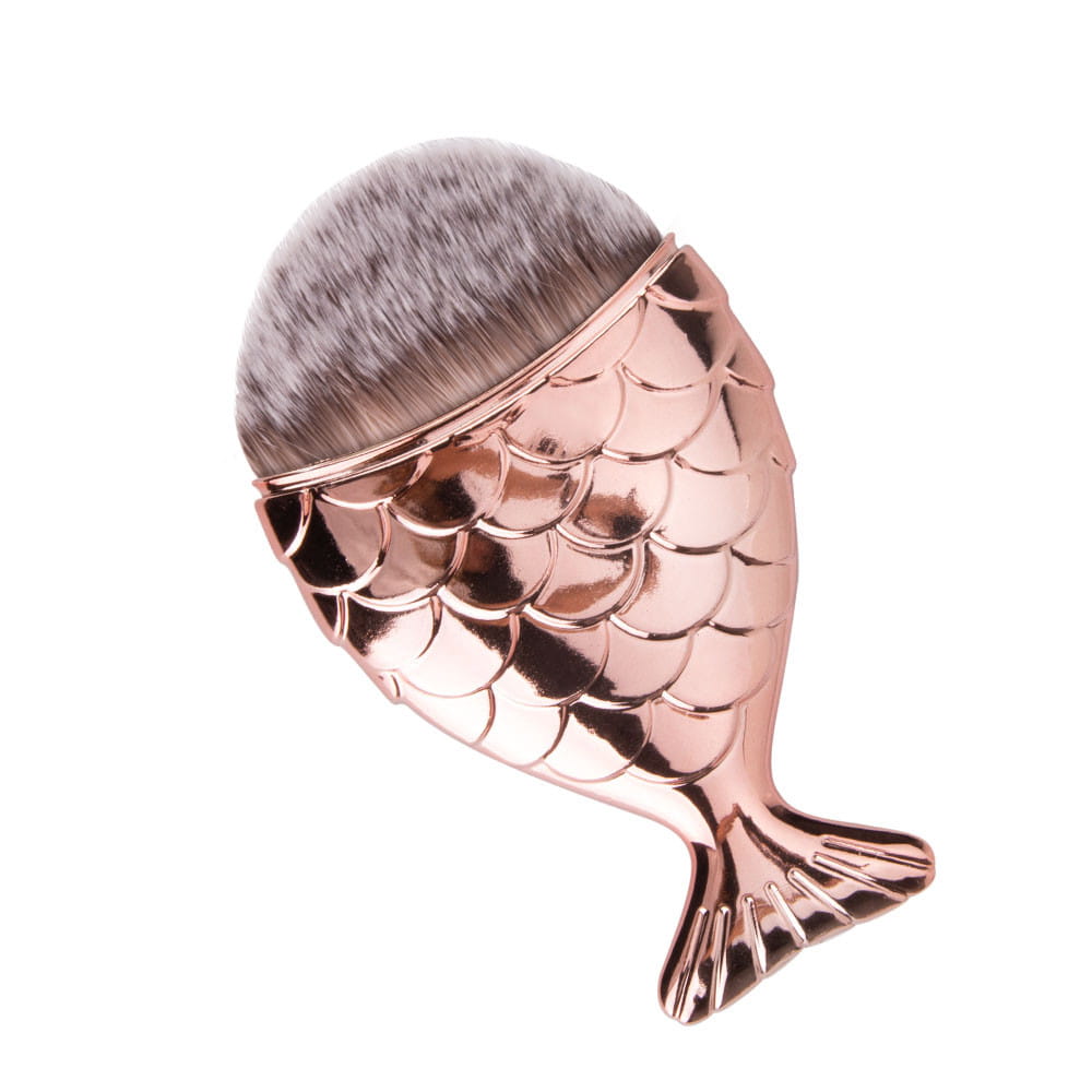 Pędzel Rybka Chubby Mermaid Brush Kolor Rose Gold Z Ciemnym Włosiem