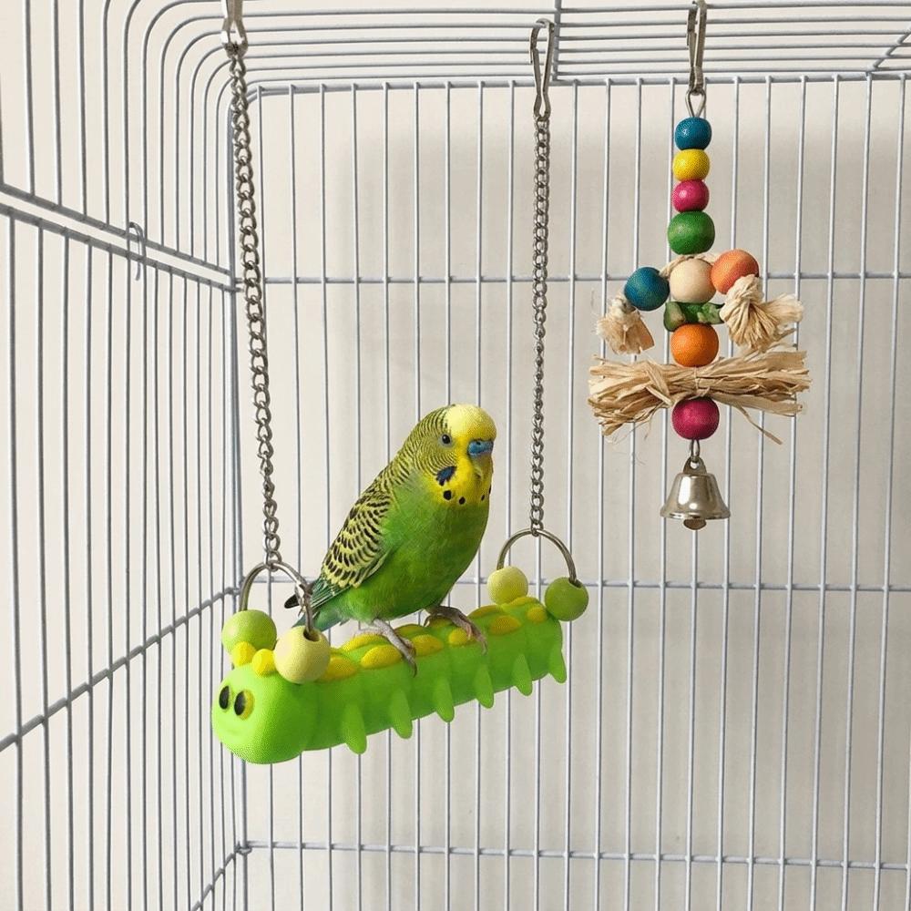 Caterpillar Bird Habitat Rack Durable Birdcage Hanging Swing Birds Climbing Ladders  Training Toy