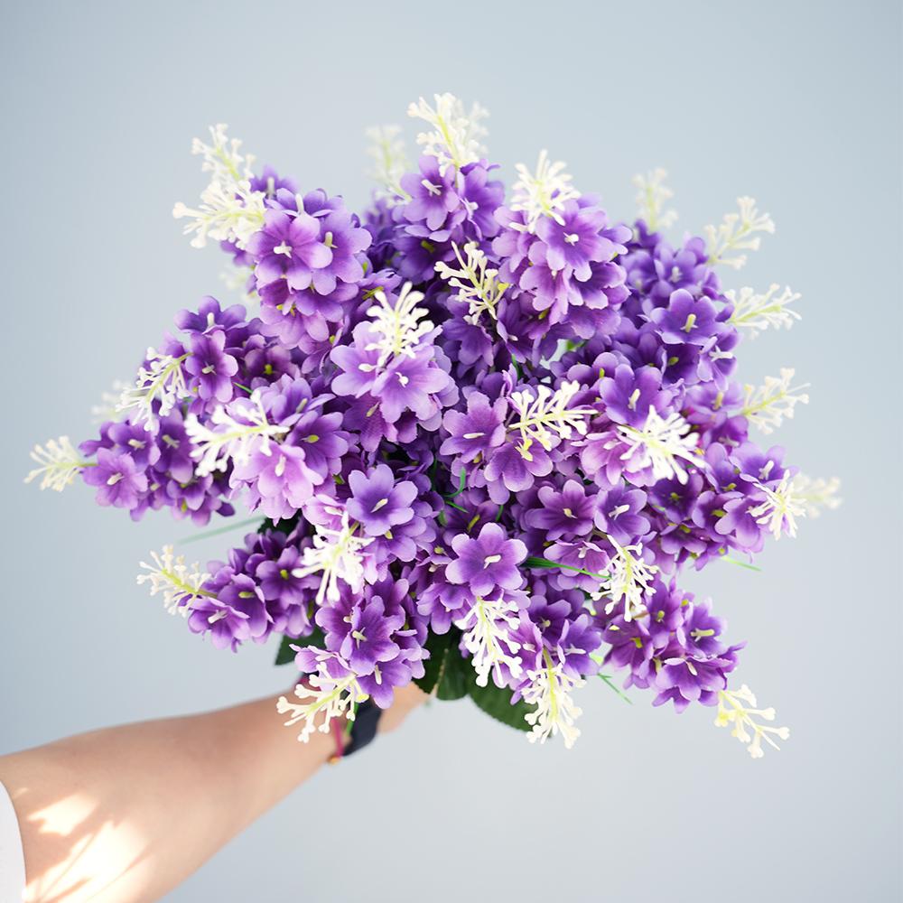 5 Heads Artificial Lavender Fake Wisteria Flowers 14.5'' Faux Hyacinth Flowers for Home Garden Decor