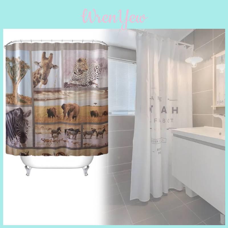 Peva Waterproof Bathroom Curtain Animal Pattern Long Giraffe Zebra For Toilet Decor