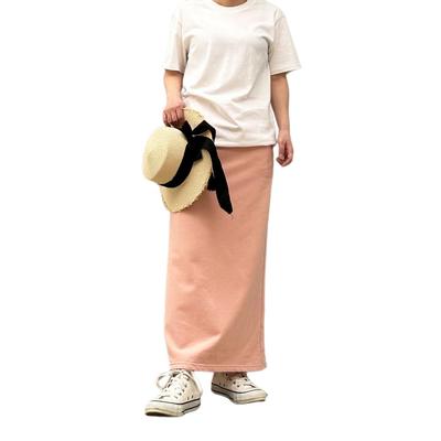Aimoha Cotton Sweat Maxi Smoky Tight Maxi Plus Size Women's Skirt, Color, Length, Loungewear, Comfortable, Slit, (M, Pink)