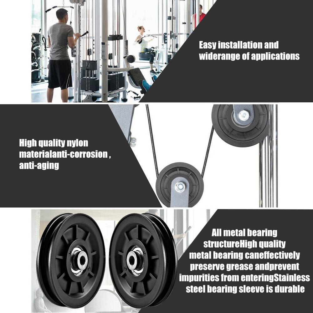 50-160mm Gym Bearing Pulley Wearproof Nylon Bearing Pulley Wheel Cable Universal Fitness Gum Bearing Pulley Fitness Equipment