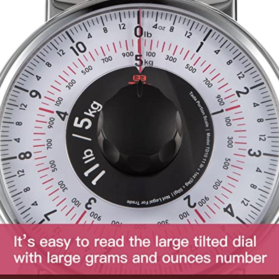 11lb Analog Mechanical Kitchen Weighing Food Scale with Bowl Tare Function Retro Style Stainless Steel