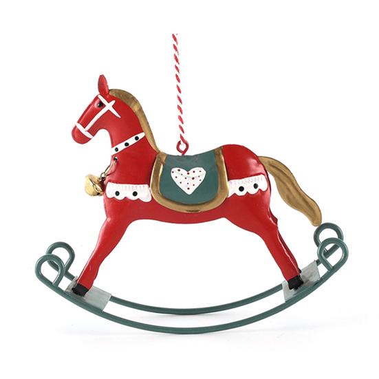 

Yousheng Christmas Hanging Horse Figurines Iron Rocking Horse Ornament Eye-catching Christmas Tree Pendant Home Party Festival DIY Gift красный