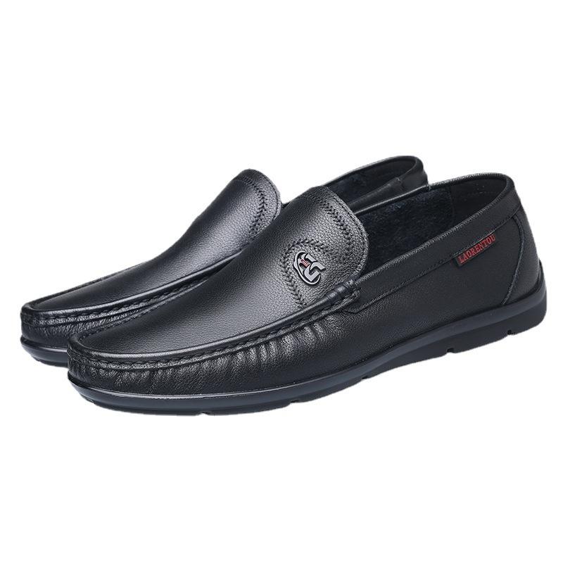 Old Man Head Men's Shoes Summer Soft-soled Casual Leather Shoes New Hollow White Beanie Shoes Middle-aged Dad Shoes 0A1661