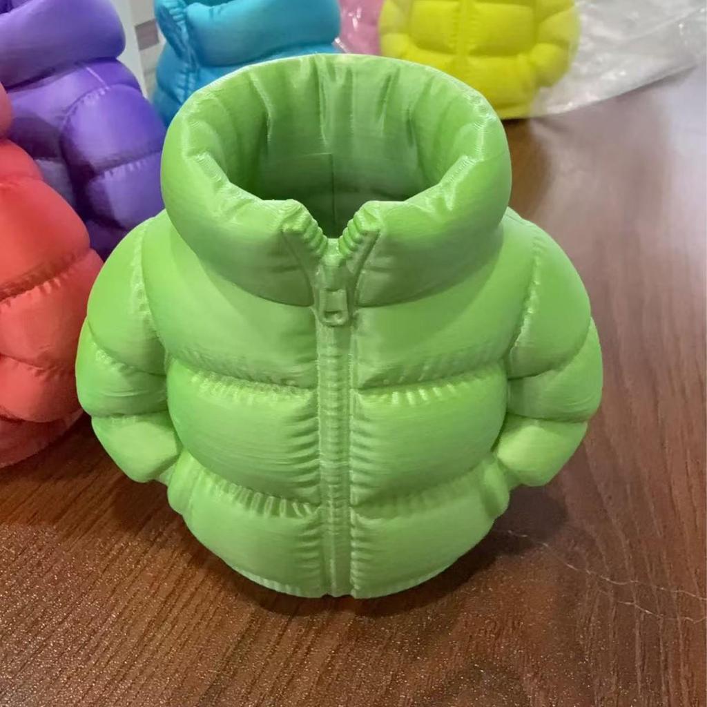 Colorful 3D Printed Down Jacket Pen Holder: Creative Storage Box & Home Toy Gift