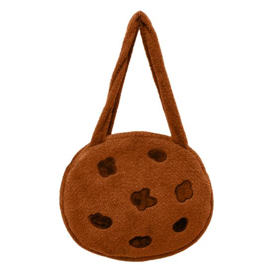 Schokoladenkeks Tragetasche Flauschiger Brauner Keks Umhängetasche Mit Reißverschluss Runde Plüsch Handtasche für Frauen Arbeit Reisen Straße Date