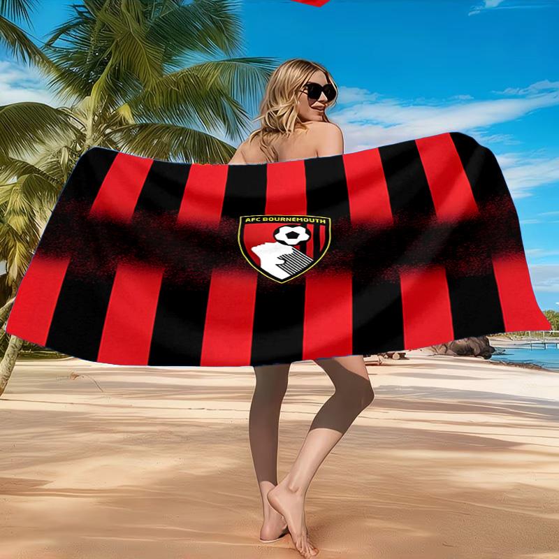 Soccer Ball Afc Crest Printed Microfiber Beach Towel, Soft And Absorbent, Quick-Dry, Ideal for Summer Travel, Beach Essential, Swimming Pool