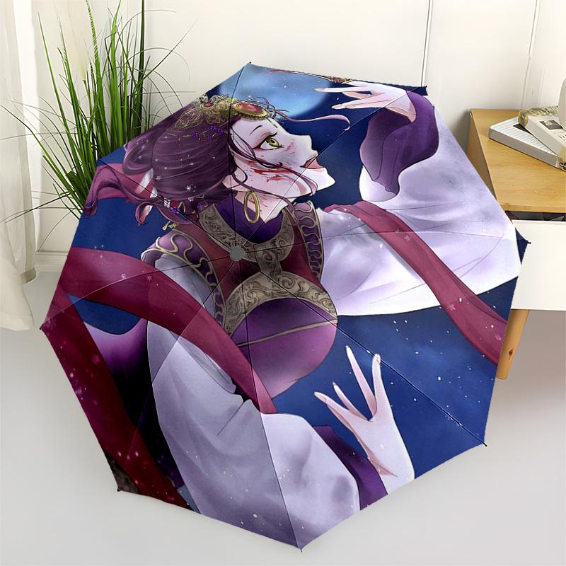 

1pc Outdoor Umbrella with Fantasy Character Design - Automatic Opening/Closing, Portable Tri-Fold Design, 8-Rib Iron Frame - Perfect Gift for Fan