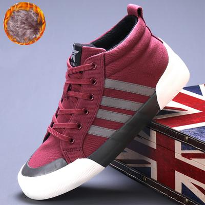 Mode Hot High-Top Herren Winter Freizeitschuhe Klassische Rote Vulkanisierte Schuhe Herren Plüsch Warm Herren Canvas Sneakers Casual zapatos de lona