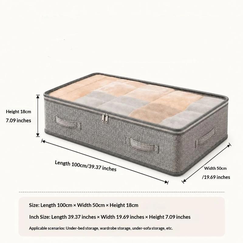 Under Bed Storage Organizer Heavy Duty Foldable Large Capacity With Handles for Seasonal Clothes Blankets Shoes