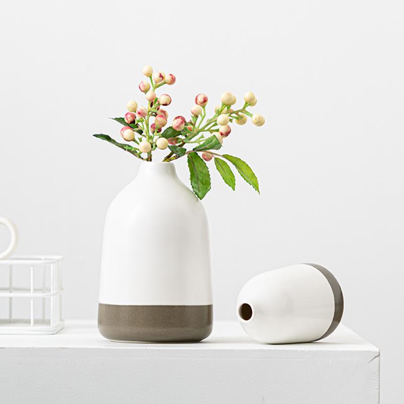 Manhattan Two-Color Ceramic Vase, High-End Flower Insert, Home Aromatherapy Bottle, Desktop Decoration Ornament