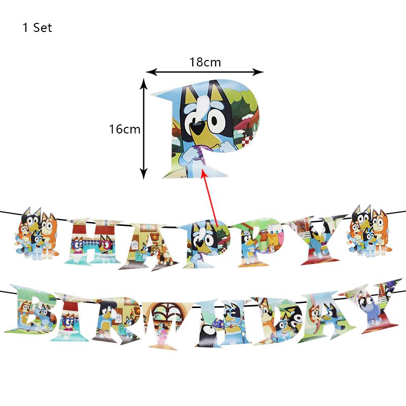 

New Bluey Birthday Party Decoration Latex Balloons Bingo Aluminum Film Balloon Disposable Tableware Kids Event Supplies Backdrop Other