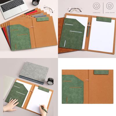 A4 Writing Case with Magnetic Closure Business Folder Multifunctional Leather Clip Board Conference Folder for Office