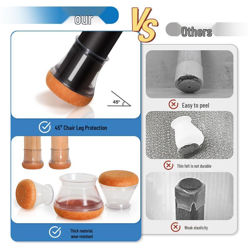 Silent Wear-Resistant Chair Leg Protectors - 2023 Upgrade Foot Pads & Thickened Table Covers