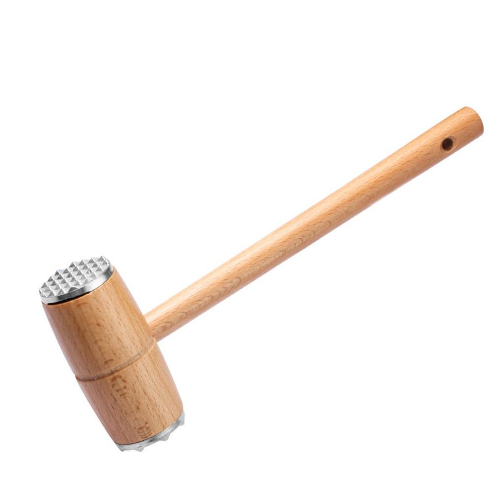 Non-slip Handle Meat Tender Wooden Meat Hammer Double Sided Meat Tenderizer Hammer  Steak Bench