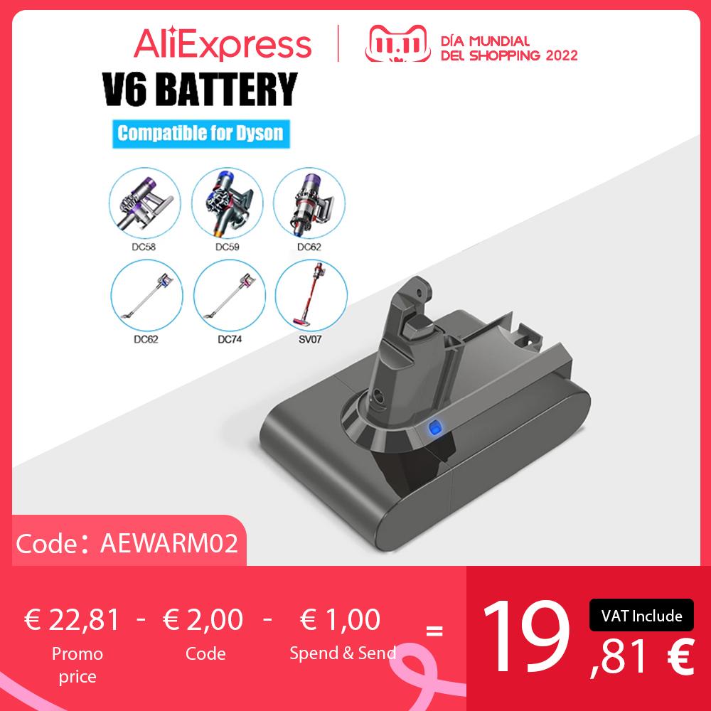 

Литиевая батарея 21,6 В, 6000 мАч для Dyson V6 DC62 DC58 DC59 Sv09 Sv07 Sv03 Sv05 Dc74 965874-02 V6 Fluffy V6 Trigger V6 Animal