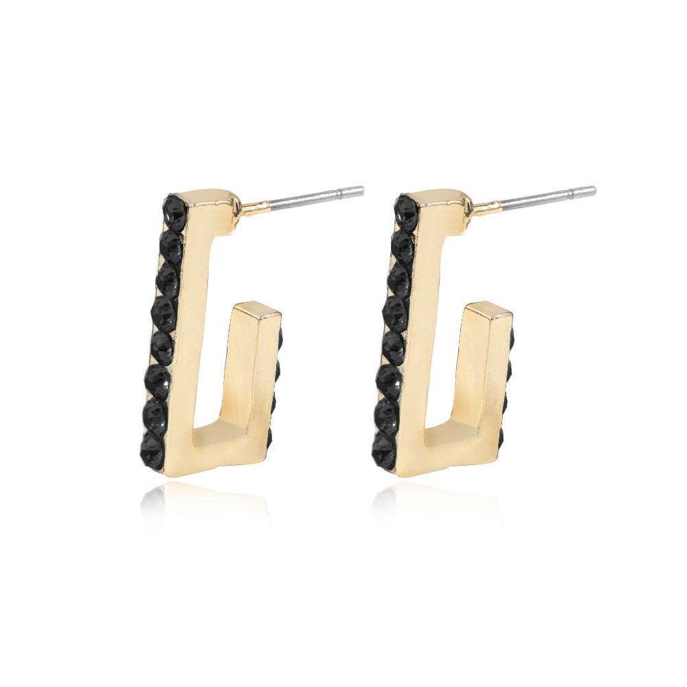 Multicolor Trendy Rhinestone Ushape Earrings Creative Alloy Studs Women For