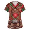 Women's V Neck Short Sleeve Work Shirt with Pockets Oktoberfest Print Top Nursing Uniform Comfortable Fit Durable Material