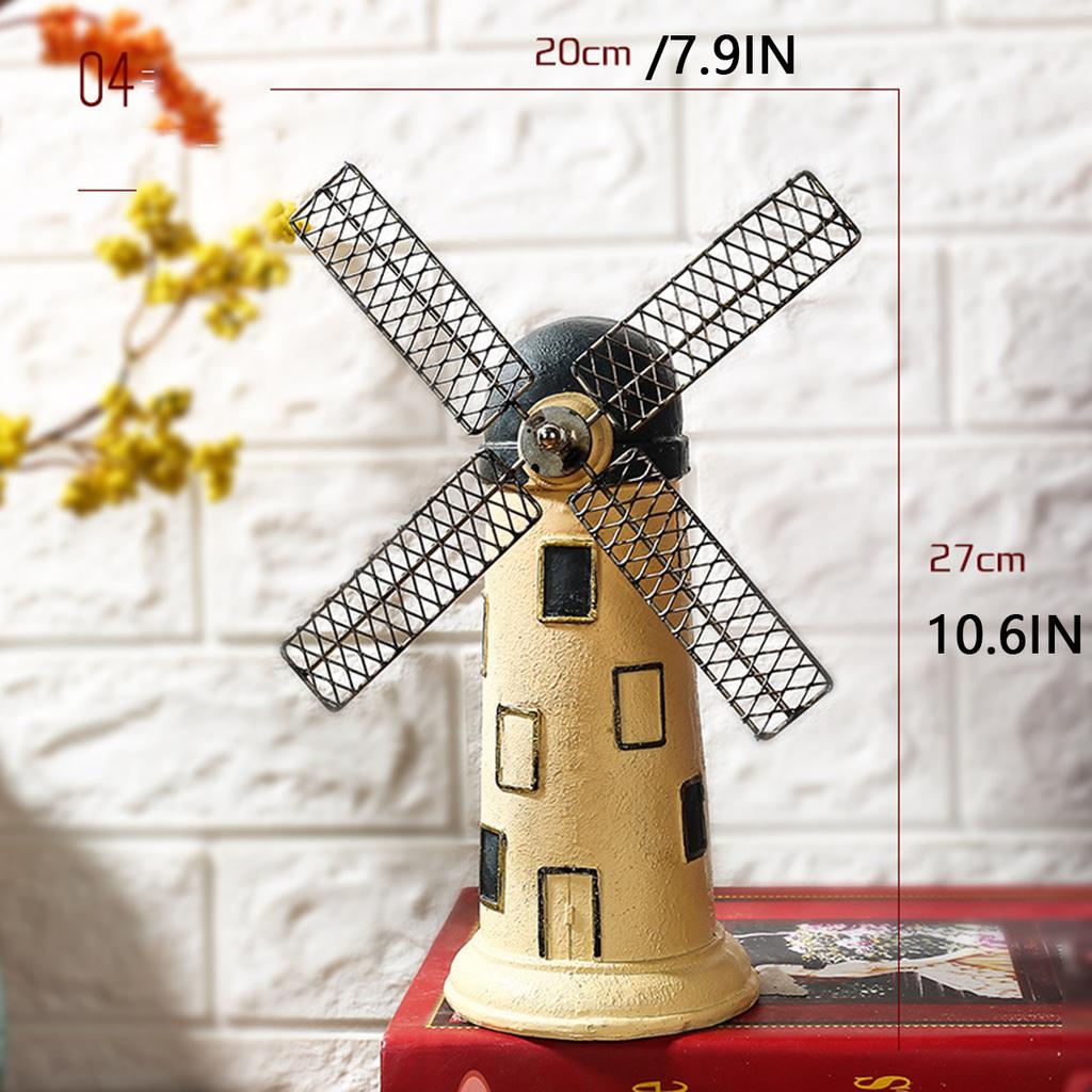 Nordic creative vintage nostalgic Dutch windmill small figurine for American-style home living room, wine cabinet, bedroom decoration and display.