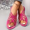 Mode Strass Schmetterling Damen Sandalen Cut-Out Flache Hausschuhe Sommer Explosive Ausflüge Vintage Weiche Sohle Flip-Flops