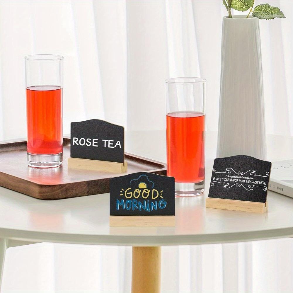10 Stück Mini Kreidetafeln mit Ständer Wiederverwendbare Hölzerne Tischkreidetafel Schwarze Tafel Ornament Doppelseitige Schwarze Tafel Nachrichtentafel