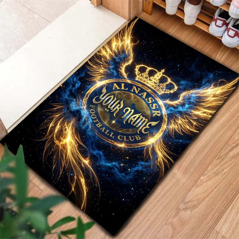 Al Nassr Crest Custom Name Carpet Rug For Living Room Bedroom Home Sofa Decoration Kids Play Nonslip Floor Mat